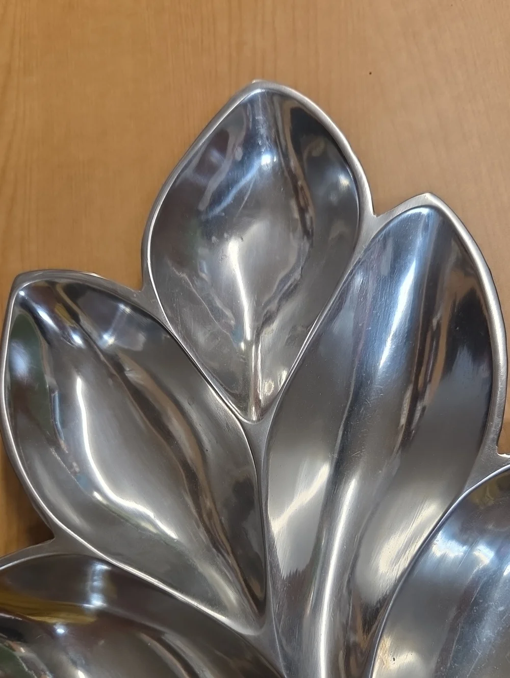 Large Paradigm India Large Leave Platter Bowl Fall Decor Plate Pewter Steel 17”